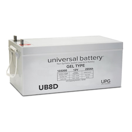 Upg Sealed Lead Acid Battery, 12 V, 220Ah, UB8D, L4 L Type Tab Terminal, GEL Type 40702